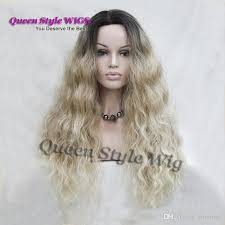 Hot Synthetic African American Wig Black Dark Roots Ombre To Blonde Color Kanekalon Fiber Quality Natural Wavy Hair Wigs For White Women