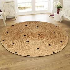 solid brown natural jute round carpet