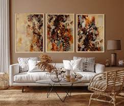 Abstract Terracotta Paintings 3 Piece
