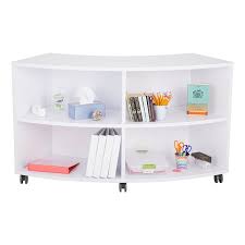 Features melamine unit with 3mm perspex division fixed shelves vertical division for strength mobile as. Amazon Com Learniture Curved Mobile Shelving Bookcase Four Openings White Lnt Avo3000wh So Industrial Scientific
