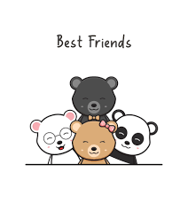 cute bear best friends greeting cartoon