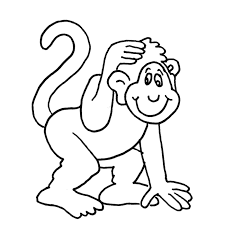 Um desenho em preto e branco de macaco para colorir e imprimir gratis. Desenhos Para Colorir De Animais Macaco