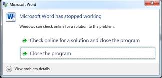 microsoft office word has stopped