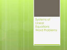 Ppt Systems Of Linear Equations Word