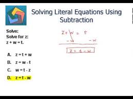 Solving Literal Equations Using