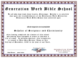 Bible School Certificate