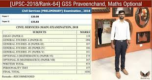 Upsc Rank 64 Gss Praveenchand Maths Optional 3rd Attempt