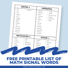 Math Signal Words That Will Improve
