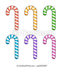 The sets include candy cane coloring pages, colored candy canes, and candy cane outlines. Color Candy Cane Set Isolated On White Background Vector Illustration Canstock