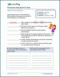ouns points of view worksheets