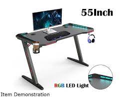 Arrange the lamp so that it is perpendicular to the screen rather than behind it. Gaming Desk 55 Z Shaped Large Pc Computer Gaming Desks Tables Newegg Com
