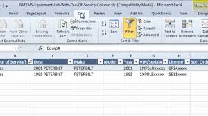 Maintenance Software Equipment List Spreadsheet With Out Of Service Column