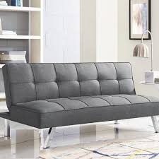 Grey Chrome Poly Futon Couch Sleeper
