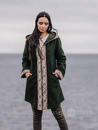 Sidhe Jacket Green Brown Hooded Coat