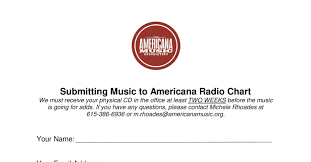 Submitting Music To Americana Radio Chart Mail Cd Form Pdf