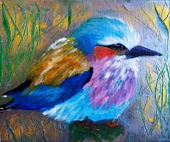 Colorful African Bird Acrylic Painting