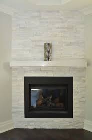 White Stone Fireplace With A Black