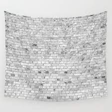 Grey Wash Stone Brick Wall Tapestry