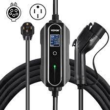 vevor level 2 ev charger 32 amp 110 240v portable electric vehicle charger with 25 ft j1772 charging cable nema 14 50 plug 10 16 20 24 32a