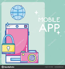 Mobile Smartphone Applications Cartoon Symbols Vector