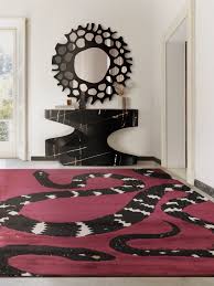 modern hallway design with pink rug and
