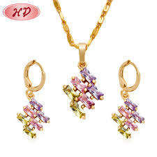 crystal dubai gold plated jewelry set