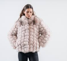 light pink fox fur jacket 100 real fur