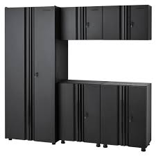 Shop for newage products inc. Husky 5 Piece Regular Duty Welded Steel Garage Storage System In Black 78 In W X 75 In H X 19 In D Gs07805 2d The Home Depot