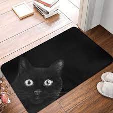 black cat doormat welcome soft bedroom
