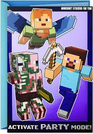 Changeable and editable image design would be easy you while editing and modifying the image into the design as what you want to. Amazon Com Hallmark Minecraft Birthday Card For Kids With Stickers Party Mode Everything Else