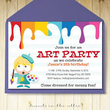 Art Party Invitation Card Template Printable Kids Painting Birthday Party Invite Art And Craft Party Editable Instant Download Pdf File