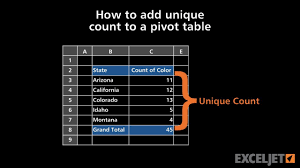 unique count to a pivot table
