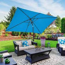 Pure Garden Rectangular Patio Umbrella Bright Blue