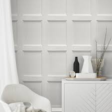 Classic Wood Panel Wallpaper In White