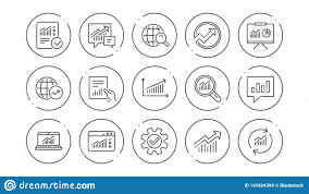 Analytics Line Icons Reports Charts And Graphs Linear