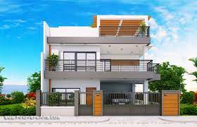 Two Storey House Design With Roof Deck gambar png