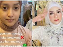 perubahan wajah wanita usai makeup