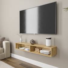 Birch Solid Wood Floating Tv Stand