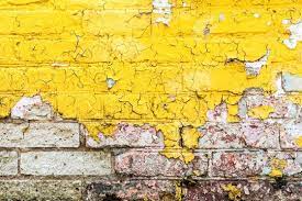 Texture Old Brick Wall Painted Yellow