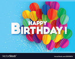 Flying Paper Cut Balloons Colorful Happy Birthday Vector Image
