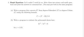 Solved Simple Equations Let S Make C