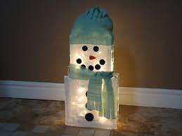 Crafts Glass Block Snowman