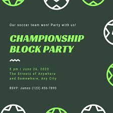 Green Soccer Block Party Invitation Templates By Canva