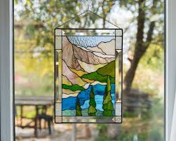 stained glass mountain suncatcher