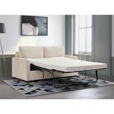 ivory square arms sofa bed