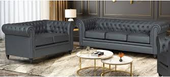 hilton grey bonded leather 3 2 sofa