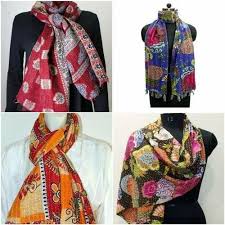 vine cotton indian kantha scarf