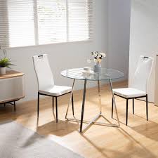 3 Pieces Modern Dining Table Set Round