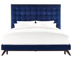 eden navy blue velvet king size bed by
