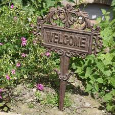 Cast Iron Welcome House Spike Sign